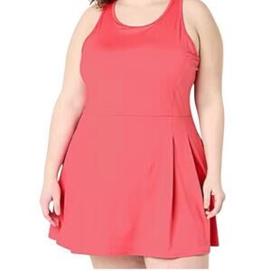 Xersion Women’s Plus Everultra-Lite Builtin Bra Tennis Dress Sleeveless Coral 2X